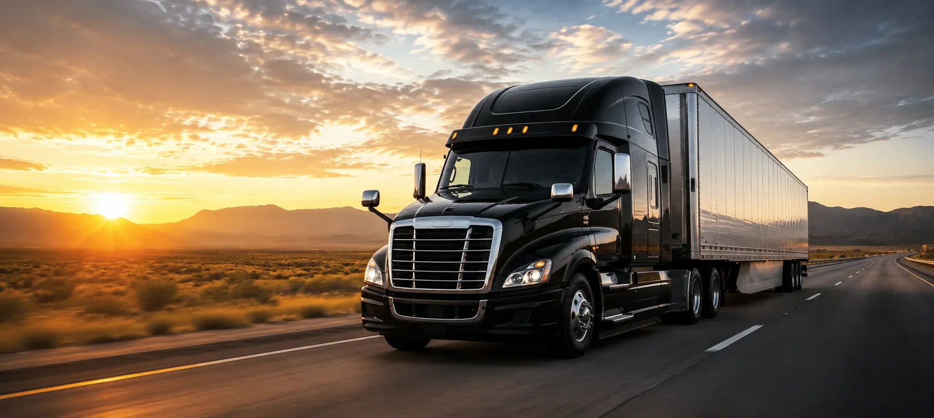 Commercial trucks moving freight on a highway